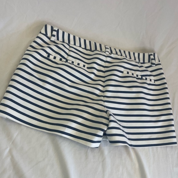 SOLD Zara Basic Womens Shorts Size Medium White Navy Striped - Picture 9 of 9